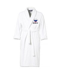 Russia Flag Heart Shape Embroidery Logo with Custom Text Embroidered Bathrobes